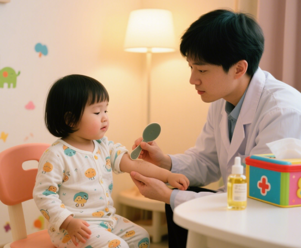 Gua sha regulates fever in children