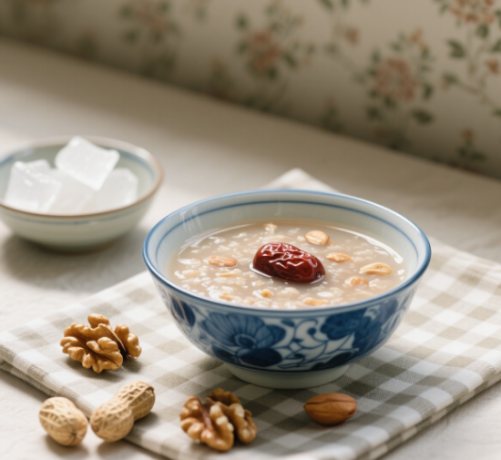 Walnut and red date porridge